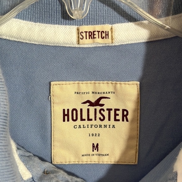 Hollister Stretch Blue Short Sleeve Polo Shirt Men’s Size M Preppy Y2K Casual - Picture 6 of 6